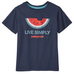 Patagonia Regenerative Organic Cotton Little Kids Live Simply T-Shirt - Melon : New Navy