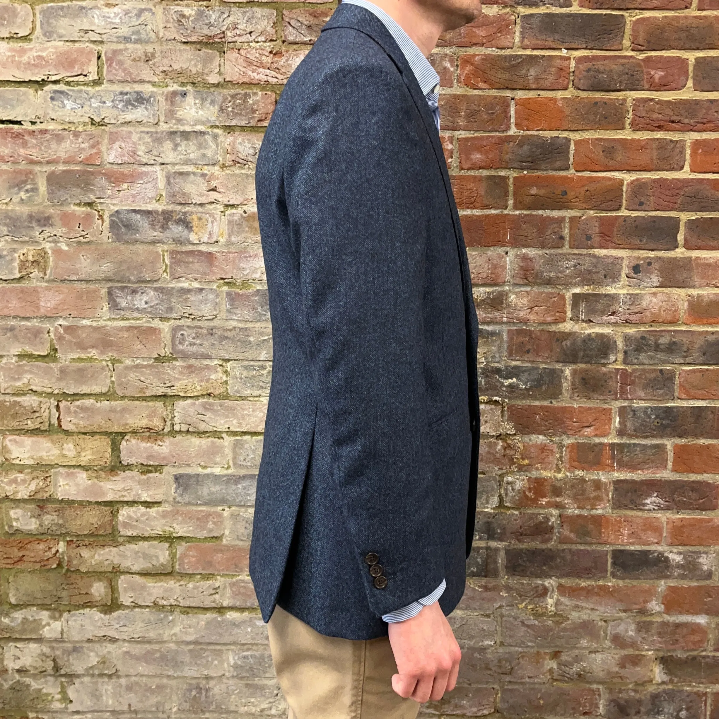 Regent - 'Harvey' Jacket - Navy with Blue Fleck Wool 350g - Abraham Moon