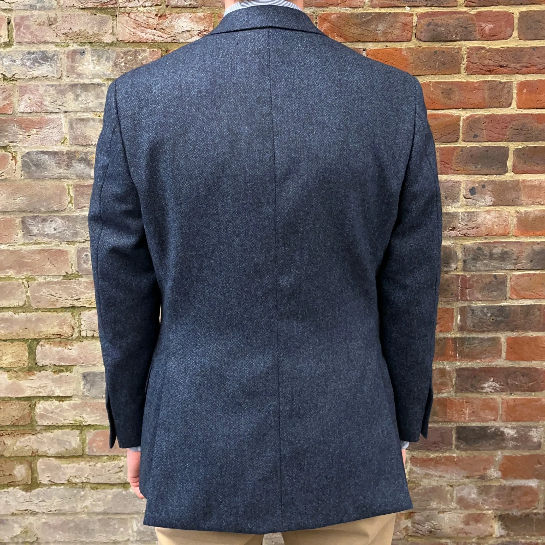 Regent - 'Harvey' Jacket - Navy with Blue Fleck Wool 350g - Abraham Moon