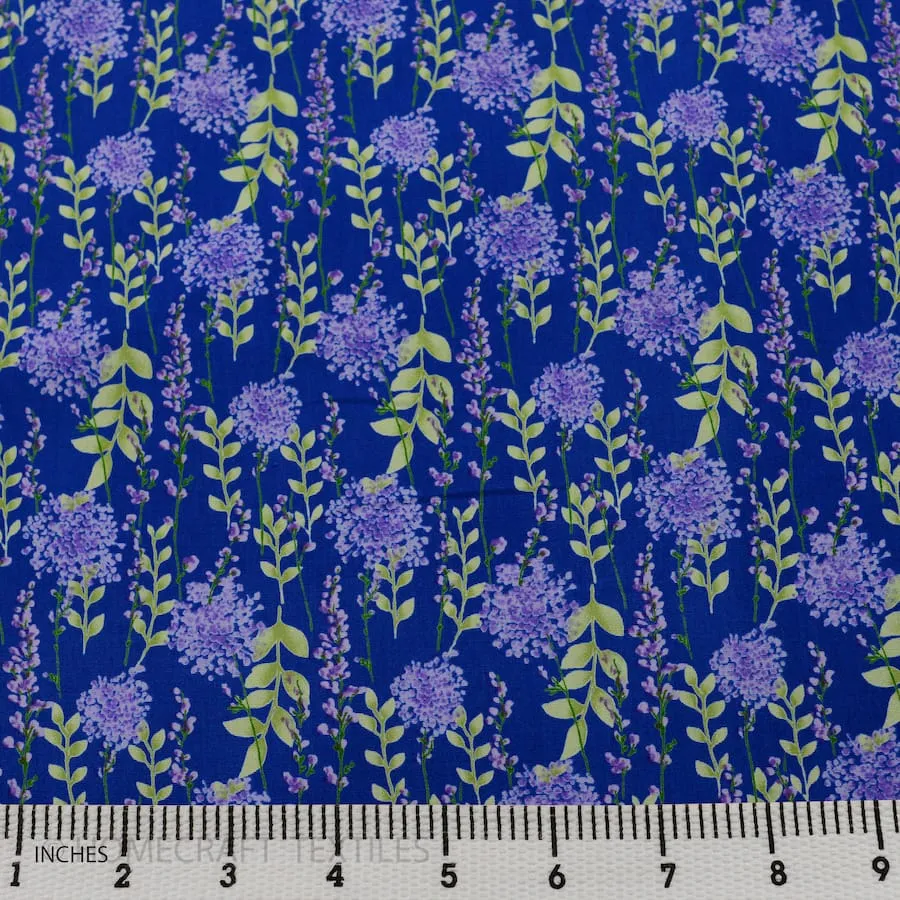 Royal Lavender Branch Floral Cotton Print