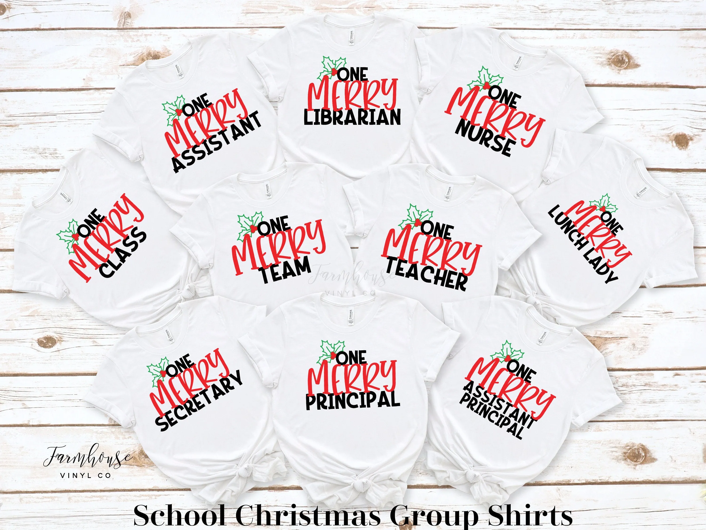 School Educator Christmas Holiday Group Unisex Shirts~Merry Christmas Shirts~School Staff Gift~Educator Holiday Shirts