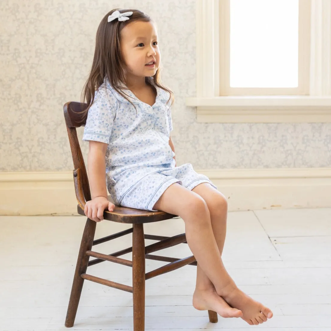 Short Sleeve Classic Pajamas - Blue Floral