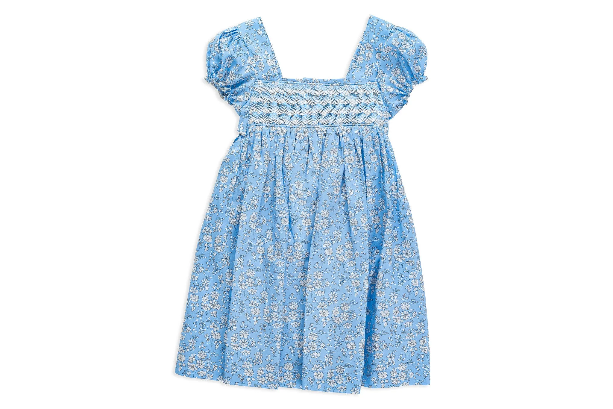 Smocked Dress with Puffed Sleeves in Liberty Fabric