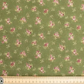 Stof Fabrics Roses-15 Floral on Green Cotton Prints