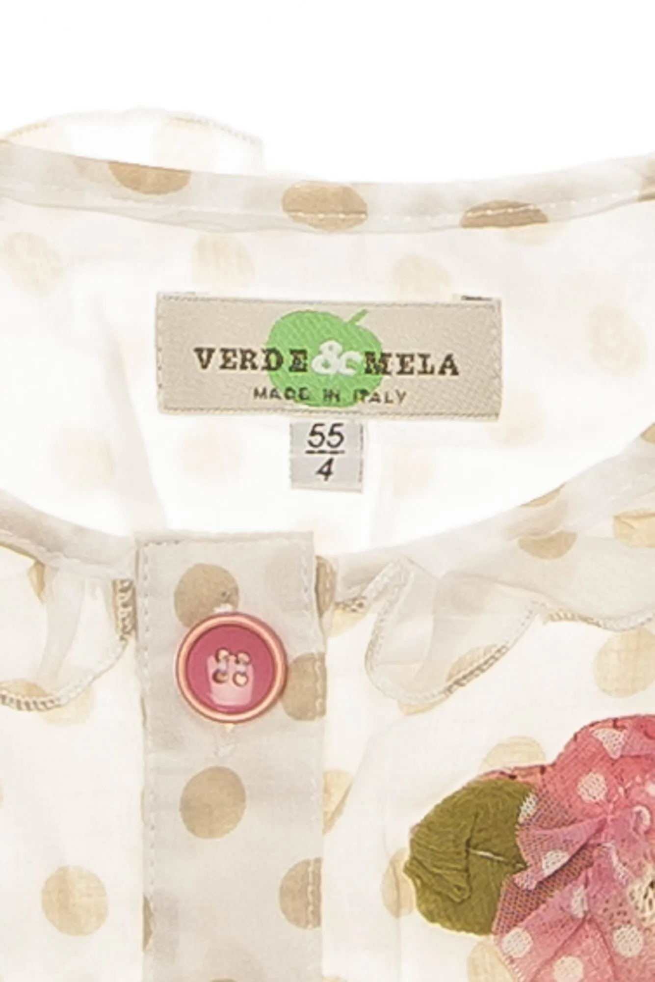 Verde & Mela - White and Brown Polka Dot Tank Top Button Up Shirt - 4