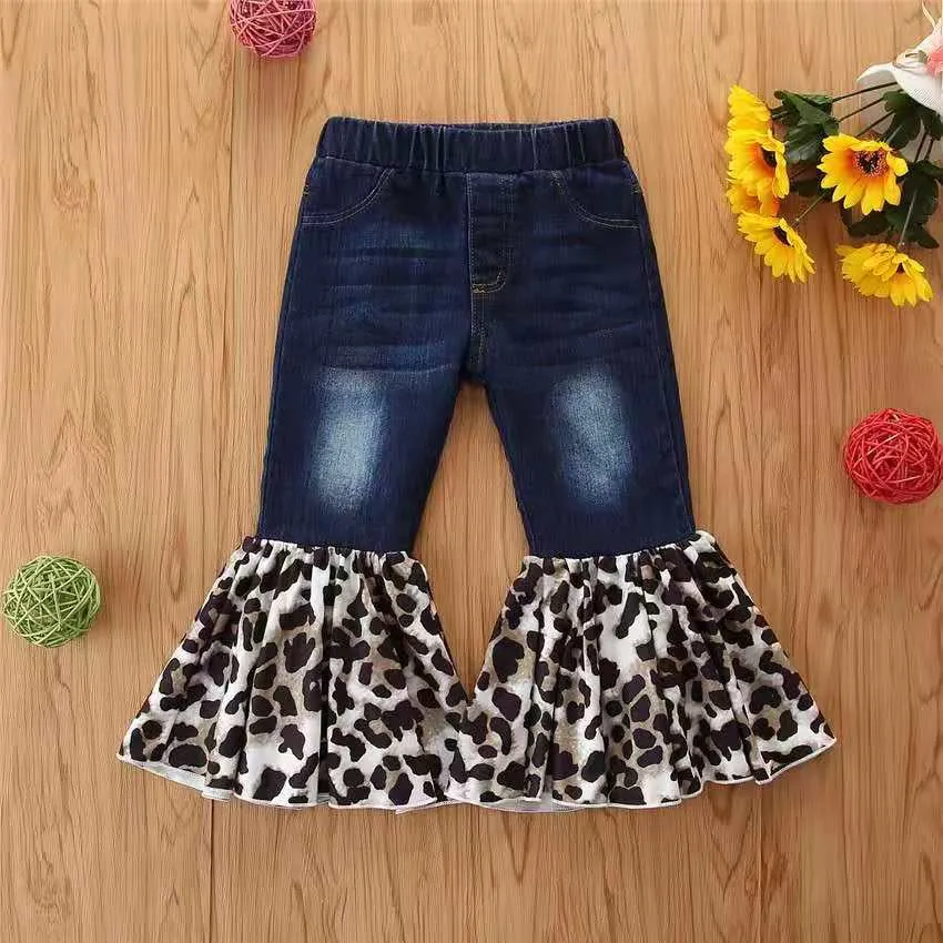 Wholesale children's denim ripped bell bottoms（TL8022)