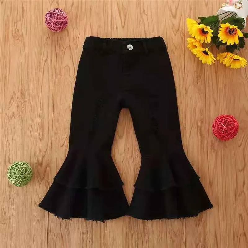 Wholesale children's denim ripped bell bottoms（TL8022)