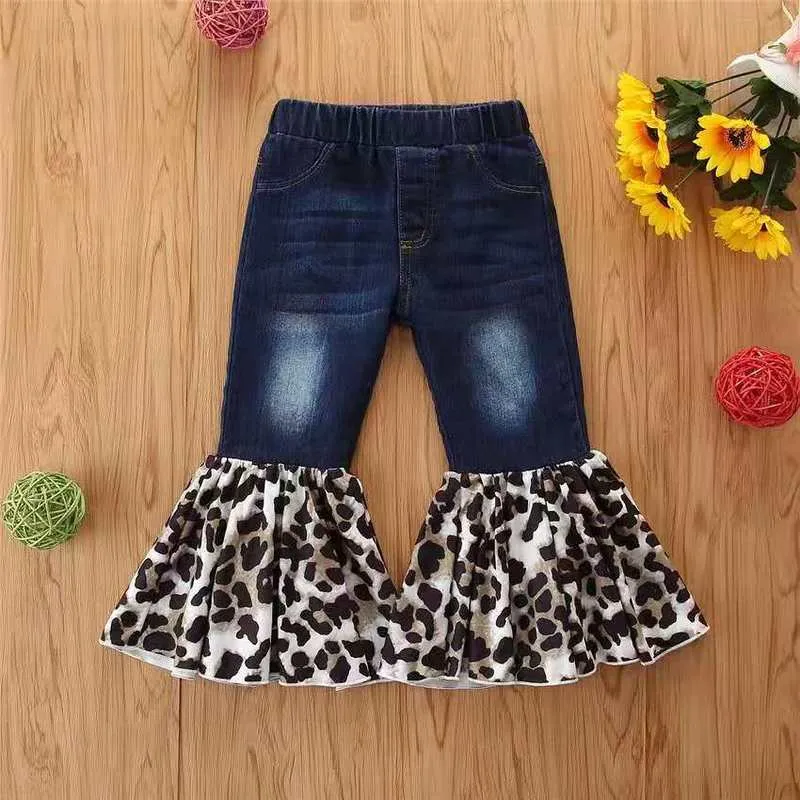 Wholesale children's denim ripped bell bottoms（TL8022)