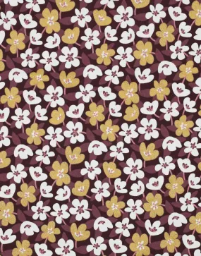 Wine Red Glitter Flower Cotton Jersey Fabric