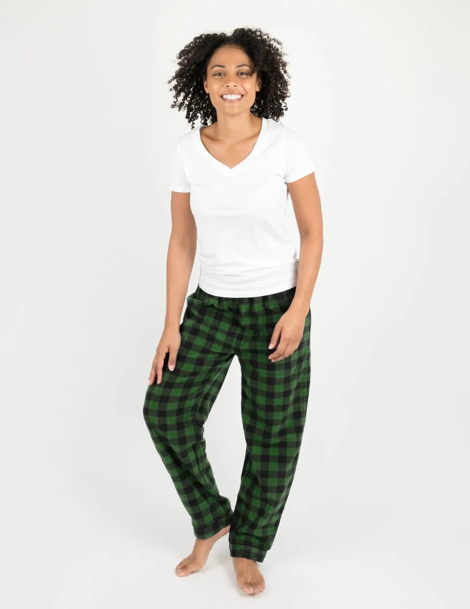 Women's Black & Green Plaid Fleece Pants