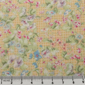 Yellow Gingham Garden Cotton Print